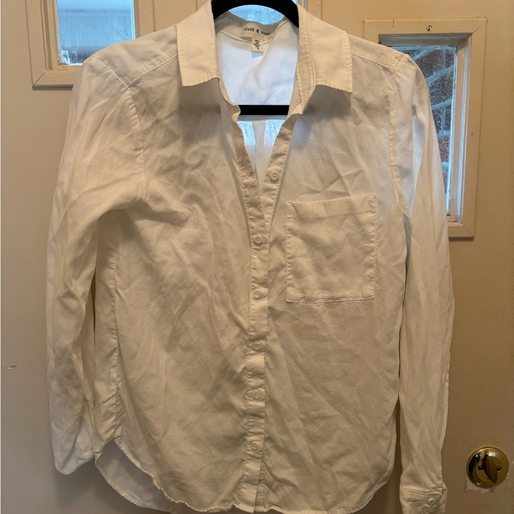 Cloth & Stone White Casual Button Down Shirt